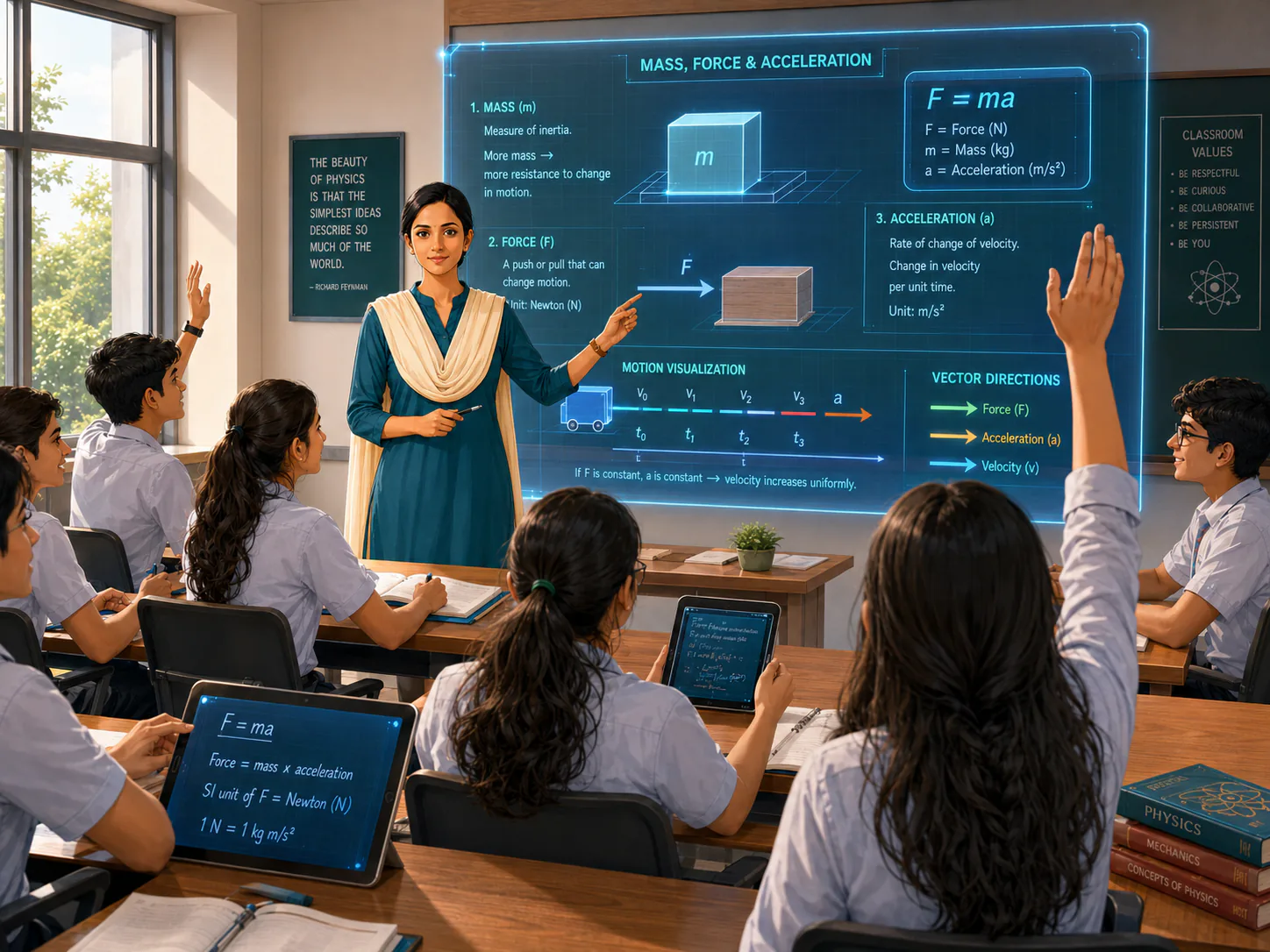 Student actively participating during a classroom lesson