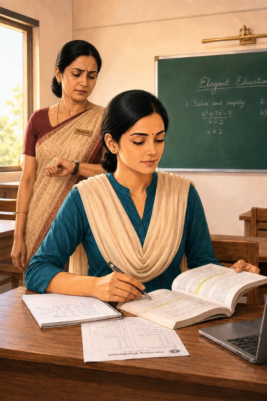 Teacher preparing learning material for a lesson