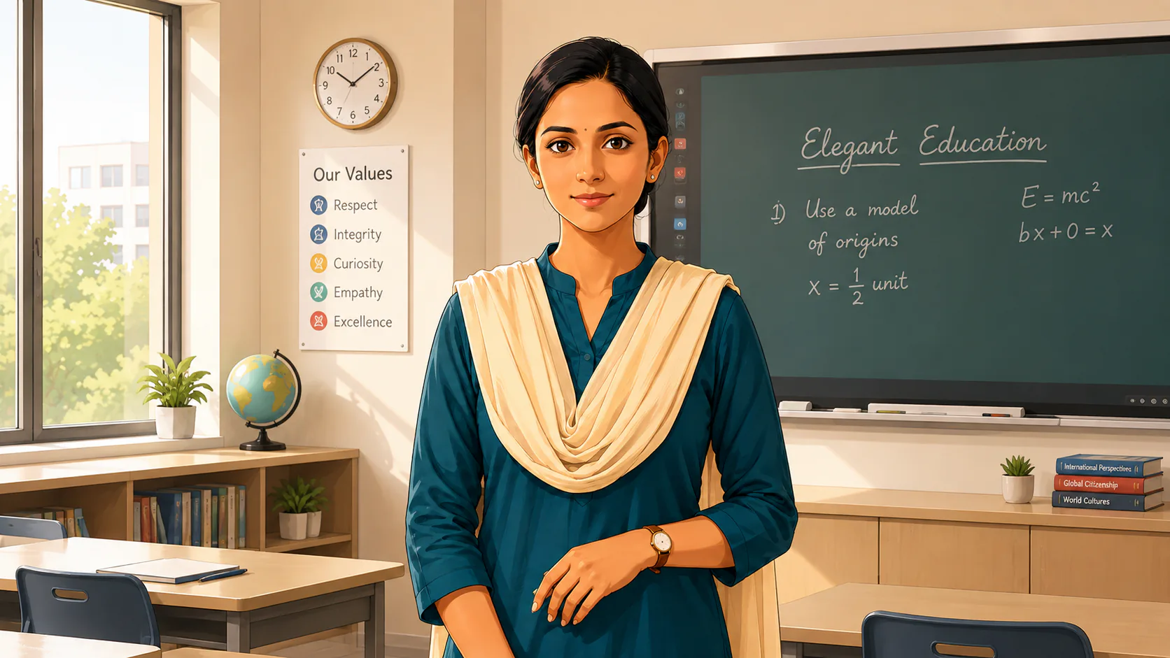 Teacher guiding students during a classroom learning activity